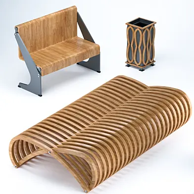 Benches and urn