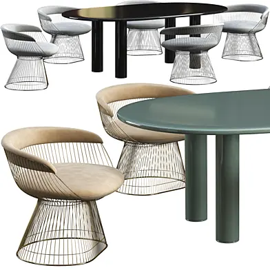 Dining table Knoll Smalto and chair Knoll Planter