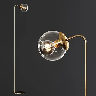 Modo Floor Lamp Brushed Brass and Clear Glass