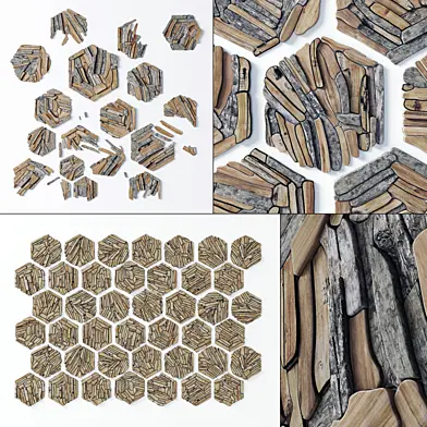 Hexagon panel branch splinter n4 / Панель из шестиугольников с обломками веток №4