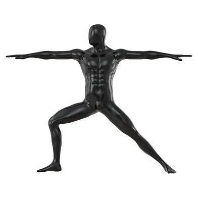 Male black mannequin stands in yoga pose 125