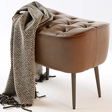 BIRDROCK HOME Tufted Curve Leather Ottoman