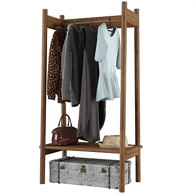 Kingham natural wood open wardrobe / hallway stand
