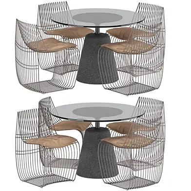 Rock Table and Sign Filo chairs set