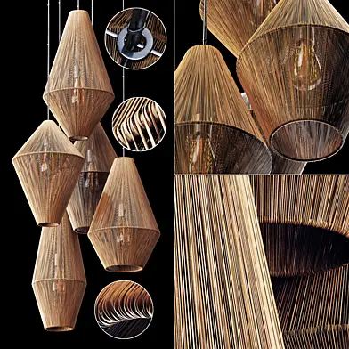 Lamp wood rattan wicker Cone n4 / Светильник плетеный из ротанга конус №4