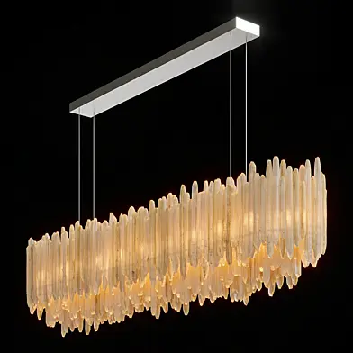 RH SELENITE CRYSTAL RECTANGULAR CHANDELIER 72"