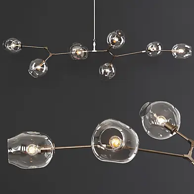 8-globe Branching Bubble Vintage Brass and Clear Glass