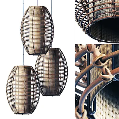 Lamp wicker branch rattan barrel / Светильник плетеный из ротанга бочка
