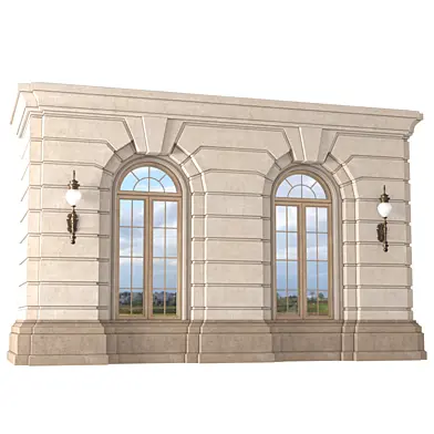 Арочный рустованный фасад.Wall window arch
