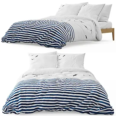 Simons Bed with Flock of Seagulls bedlinen