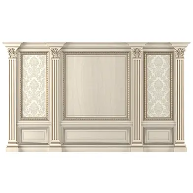Стеновая деревянная панель Буазери .Wall wood boiserie paneling with Wallpaper