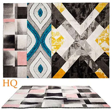 Rosa Gold Modern Geometric 3D Textured Rug