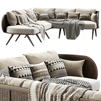 Victoria wooden rattan corner sofa VA30 / Угловой диван из ротанга