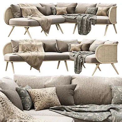 Victoria wooden rattan corner sofa FD50 / Угловой диван из ротанга