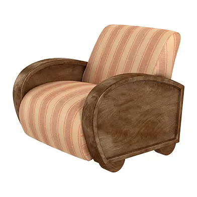 Custom made lounge chair with rounded wood arms