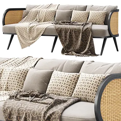 Victoria wooden rattan three-seater sofa BA70 / Трехместный диван из ротанга