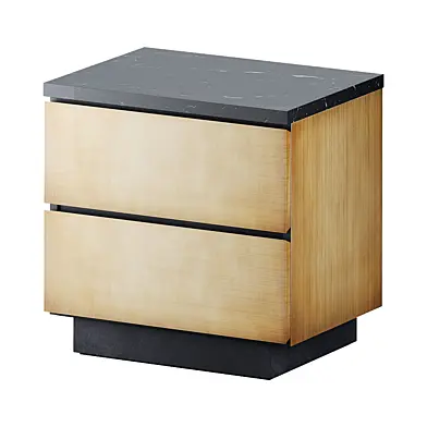 CB2 LOGAN BLACK MARBLE AND BRASS NIGHTSTAND