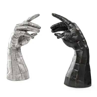 Metal patch hand sculpture