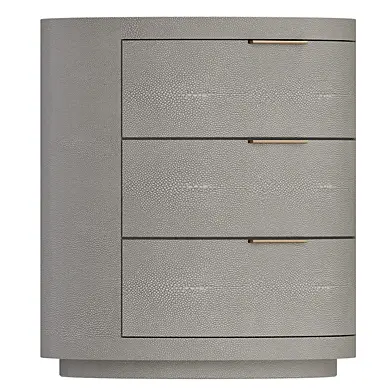 HR CLIO SHAGREEN 3-DRAWER ROUND NIGHTSTAND