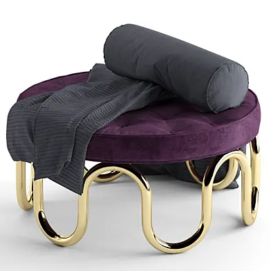 Round ottoman Jonathan Adler Scalinatella with 2 materials