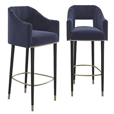 Modern Velvet Counter Height Bar Stool with Footrest