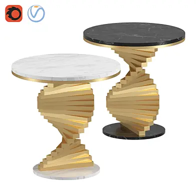 Homary Modern Side Table with Marble Tabletop End Table