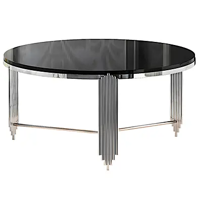 Silver Granite Sculpted Legs Black Marble Top Cocktail Table