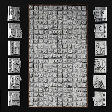 Panel Big decorative cube Hieroglyphs  n5 / Панель большая декоративная иероглифы №5