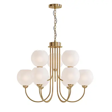2 INDRA 9 light natural brass chandelier