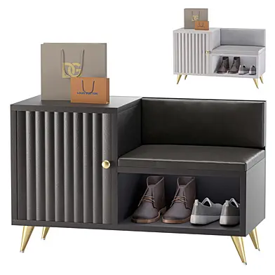 Gray Modern Shoe Rack Bench Entryway Storage Bench Cabinet with Door