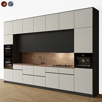 Kitchen Modern 10 Black & White & Wood