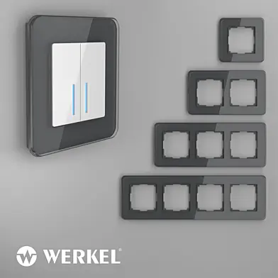ОМ Стеклянные рамки для розеток и выключателей Elite Grafit Werkel