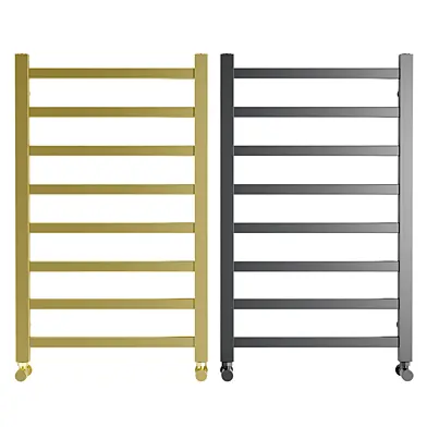 Arezzo Cube Brushed Brass 800 x 500 Heated Towel Rail