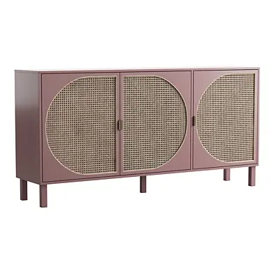 Rectangular Pink Rattan Sideboard Buffet