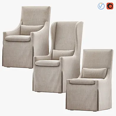 Belgian Wingback Slip Covered Dining Chairs
