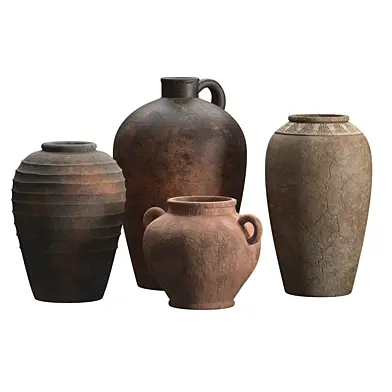 Artisan clay vases set