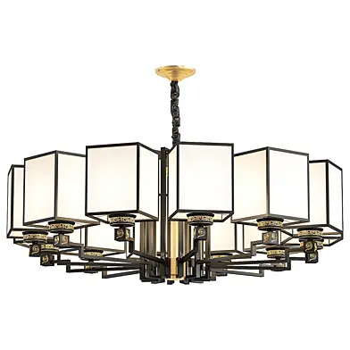 Fabric Square Shape Hanging Ceiling Light