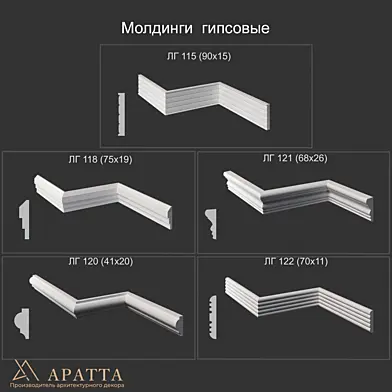 Молдинги гипсовые 115, 118, 120, 121, 122