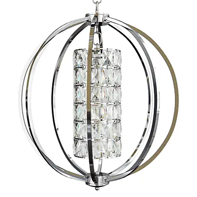 3 light chrome finish 24 globe orb chandelier with crystal lined cylinder glam
