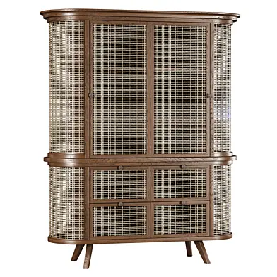 Noa wooden rattan sideboard NR45 by Bpoint Design / Деревянный серван с ротангом