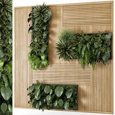 Indoor Wall  Vertical Garden in Wooden Base - Set 985