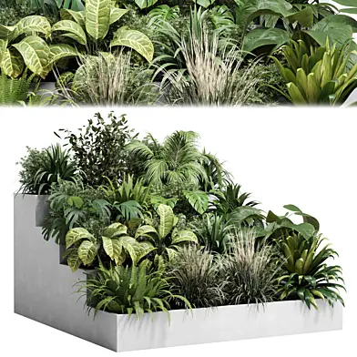 Collection outdoor indoor plant 125 stairs concrete vase pot fern bush grass