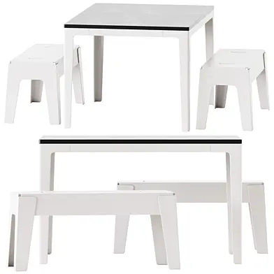 Pop Table Rectangle and Butter Bench by DesignByThem