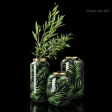 Набор декоративных ваз с веткой. Vases set sk1
