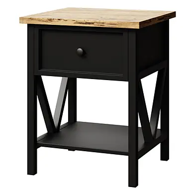 Natalee Barnwood and Black One Drawer Side Table  прикроватная тумба