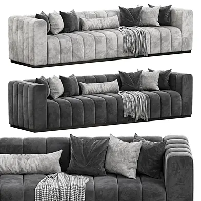 Forte 101 Extra-Large Channeled Charcoal Velvet Sofa