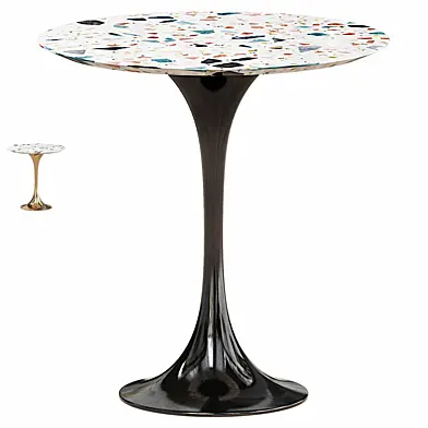 Jedison 20" Round Terrazzo Side Table In Gold Terrazzo