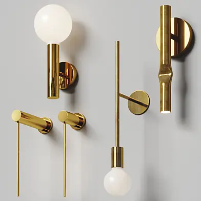 Gold wall lamps Set 3