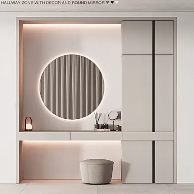 228 hallway zone 05 minimal hall with round mirror 01