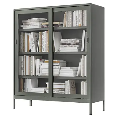 IKEA - IDASEN Glass showcase with sliding doors with books